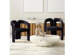 Set Di 2 Sedie Da Pranzo In Velluto Merax, Sedia Imbottita Con Braccioli, Poltrona Da Salotto, Portata 115 Kg, Nero