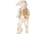Clayre & Eef Figurina Decorativa Coniglio 13 Cm Beige Oro Cuore Plastica