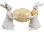 Clayre & Eef Decorazione Ciotola Uovo 29X10X18 Cm Bianco Giallo Plastica Coniglio