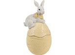 Clayre & Eef Decorazione Ciotola Uovo 11X10X20 Cm Giallo Bianco Plastica Coniglio