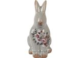 Clayre & Eef Figurina Decorativa Coniglio 21 Cm In Ceramica Grigia