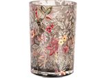 Portacandele Clayre & Eef Ø 12X18 Cm Fiori Di Vetro Grigio