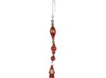 Targhetta Natalizia Clayre & Eef 25 Cm In Vetro Rosso Babbo Natale