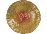 Clayre & Eef Decorazione Ciotola Fiore Ø 14X3 Cm Vetroceramica Gialla