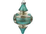Targhetta Natalizia Clayre & Eef Ø 8X13 Cm In Vetro Blu