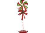 Clayre & Eef Decorazione Natalizia Con Lecca Lecca A Led 36X29X100 Cm Rosso Verde Metallo