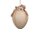 Clayre & Eef Uovo Di Pasqua In Pendant Ø 20X28 Cm Tessuto Beige