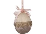 Clayre & Eef Uovo Di Pasqua In Pendant Ø 14X18 Cm Tessuto Beige