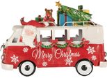Clayre & Eef Decorazione Natalizia Con Illuminazione Led Bus 31X15X21 Cm Metallo Rosso
