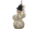 Ornamento Natalizio Clayre & Eef Pupazzo Di Neve Ø 5X10 Cm Vetro Bianco
