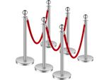 Succebuy 6 Pezzi Pali Barriera Argento, 3 Corde Di Velluto Rosso, Base Cava Con Iniezione Di Sabbia
