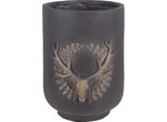 Vaso Da Fiori Clayre & Eef Ø 23X31 Cm Vetroceramica Grigia Materiale Cervo