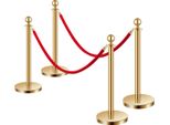 Succebuy Sistema Di Delineatori Dorati Posto Di Sbarramento Delstahl Supporto Di Demarcazione A Corda Con 2 Corde Di Velluto Rosse Da 1,5 M Base Cava Riempita Di Sabbia 4 Pz