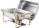 Succebuy 8 Qt 4-Pack Rettangolare Chafing Dish Buffet Set - Full E Half Size Tans