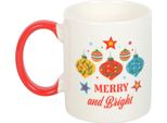 Something Different - Tazza Da Caffè "Merry And Bright"", Ghirigoro Dell'albero Di Natale SD10093 (Taglia Unica) (Bianco/Rosso)"