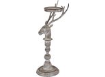 Clayre & Eef Portacandele Cervo 17X14X42 Cm In Metallo Grigio