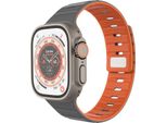 Cinturino Per Apple Watch 44/45/46/49 Mm, Fisso In Silicone Magnetico, Grigio/Arancio