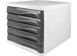 Cassettiera Helit, 5 Cassetti, Grigio Chiaro In Polistirene/Abs, Impilabile, Con Impugnatura Incassata Per Facilitare La Movimentazione (H6129482)
