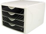 Cassettiera Helit Chameleon, 4 Cassetti, Decoro King Nero