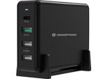 Conceptronic OZUL01B Conceptronic LadegeräT 4Port 65W,1Xusb-C/3Xusb-A Pd Desktop