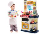 Costway 65 Pz. Cucina Per Bambini Con Luci, Musica E Suoni, Cucina Da Gioco Con Accessori, Cucina Da Gioco Per Bambini Con Pompa Dell'acqua, Cucina Giocattolo Per Bambini Da 3 Anni (Blu)