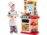 Costway 65 Pz. Cucina Per Bambini Con Luci, Musica E Suoni, Cucina Da Gioco Con Accessori, Cucina Da Gioco Per Bambini Con Pompa Dell'acqua, Cucina Giocattolo Per Bambini Da 3 Anni (Rosa)