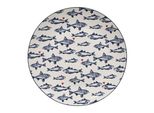 Piatto Da Pranzo Clayre & Eef Ø 26 Cm Pesce In Porcellana Bianca E Blu