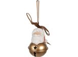 Ornamento Natalizio Clayre & Eef Babbo Natale 8 Cm Poliresina Color Oro Bianco