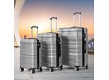 Flieks Set Di 3 Valigie Da Viaggio A Guscio Rigido Con Chiusura Tsa E Ruote Piroettanti M+L+Xl, Set Di Valigie Da Viaggio Con Ruote, Grigio