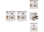 Vidaxl Comodini 2 Pz. Bianco E Naturale 38×28×45 Cm In Legno Di Paulownia - Comodini