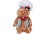 Clayre & Eef Decorazione Natalizia Uomo Di Pan Di Zenzero 19X14X35 Cm Marrone Sintetico
