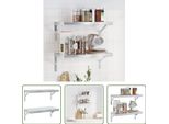 The Living Store Mensole A Muro 2 Pz. 50X23,5 Cm Acciaio Inox Argento