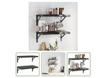 The Living Store Mensole A Muro 2 Pz. 50X30 Cm Nero Acciaio Inox