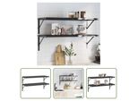 The Living Store Mensole A Muro 2 Pz. 100X40 Cm Nero Acciaio Inox