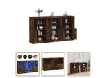 Credenza The Living Store Con Luci Led Rovere Fumé 181,5X37X100 Cm