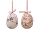 Ciondolo Pasquale Clayre & Eef Set Di 2 Uova Ø 9X12 Cm Fiori Di Plastica Multicolore