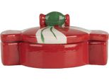 Barattolo Di Stoccaggio Clayre & Eef 14X10X8 Cm In Vetroceramica Bianca E Rossa