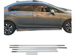 Modanature Per Finestre Per Honda Civic Ix Sedan 2011-2016 In Acciaio Inox Cromato 6X