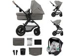 Kinderkraft Moov 2 Air Passeggino 3 In 1 - Ruote Gonfiabili - Seduta 2 In 1 - Incluso Mink Pro I-Size - Fino A 27 Kg - Capottina UPF50+ - Grigio