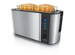 Arendo Toaster FüR 4 Scheiben, 1500W, Langschlitz, WäRmeisoliert, BröTchenaufsatz, Display, Silber/Schwarz
