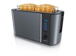 arendo Toaster FüR 4 Scheiben Langschlitz, 1500W, Mit Display, DoppelwandgehäUse WäRmeisolierend, BröTchenaufsatz, Auftaufunktion, Grau