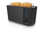 Arendo Langschlitz 4 Scheiben Toaster Frukost, Mit Display, Defrost Funktion, WäRmeisolierendes DoppelwandgehäUse, Schwarz
