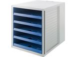 Han 14018-16 Cassettiera SCHRANK-SET Karma - A4/C4, 5 Cassetti Aperti, Grigio/Ecoblu
