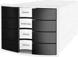 Han 1012-32 Cassettiera Impuls - A4/C4, 4 Cassetti Chiusi, Bianco/Nero