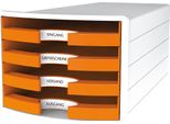Han 1013-51 Cassettiera Impuls - A4/C4, 4 Cassetti Aperti, Bianco/Arancio