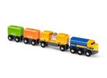 Brio Treno Merci Con Tre Vagoni 63398200 - Treno In Legno Extra-Lungo Con Collegamenti Magnetici
