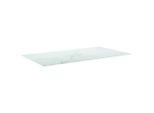 Piano Del Tavolo Bianco 120X65 Cm Vetro Temperato 8 Mm Effetto Marmo