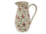 Brocca Decorativa Clayre & Eef 20X14X25 Cm Fiori Di Ceramica Rosa Beige
