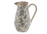 Brocca Decorativa Clayre & Eef 20X14X25 Cm Grigio Beige Ceramica Fiori