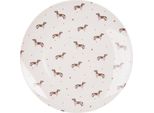 Piatto Da Portata Clayre & Eef Ø 26 Cm In Porcellana Marrone Beige Bassotto
